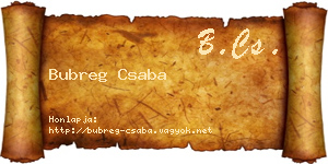 Bubreg Csaba névjegykártya